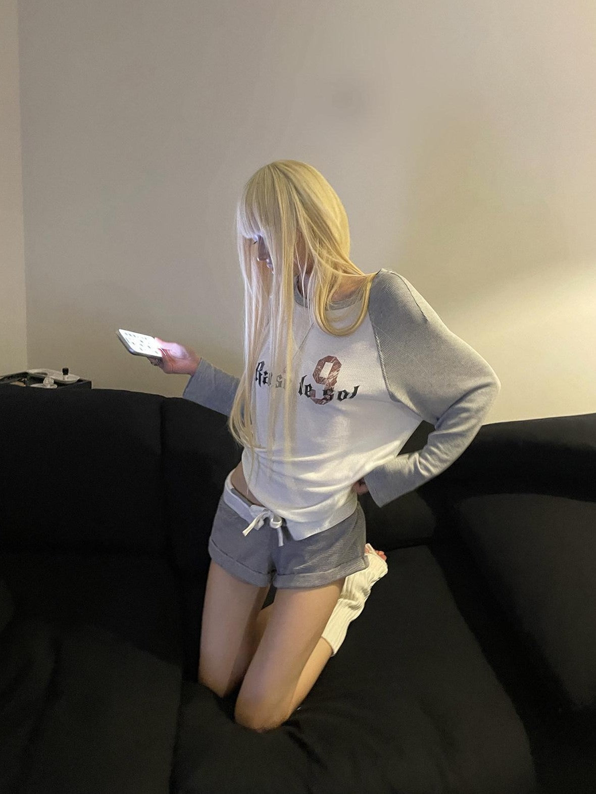 Rase le sol American Vintage Waffle Raglan Women's Knit Long Sleeve T-shirts