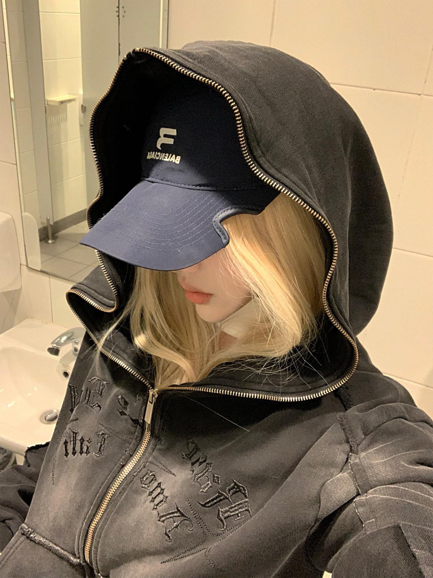 Rase le sol American Vintage Washed Distressed Shadow Strays Graphic Women's Zip-up Hoodies