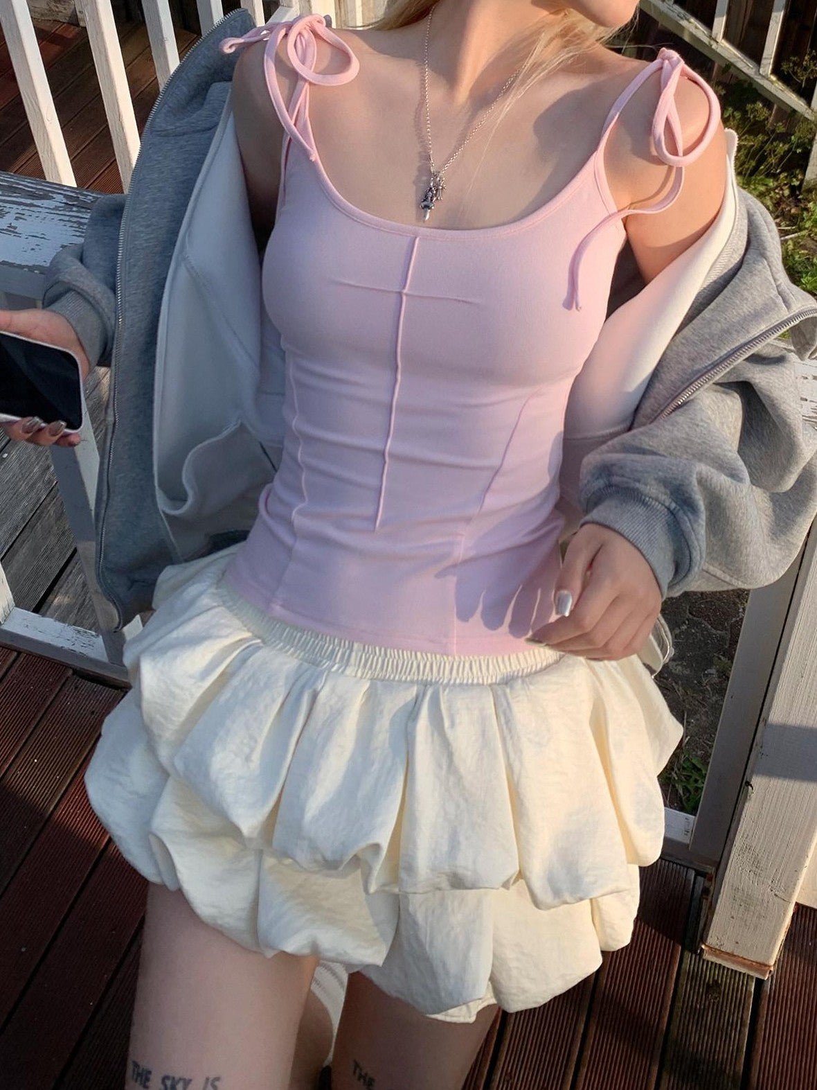Rase le sol Angel Wing Open Back Spaghetti Strap Outerwear Women's Camisoles