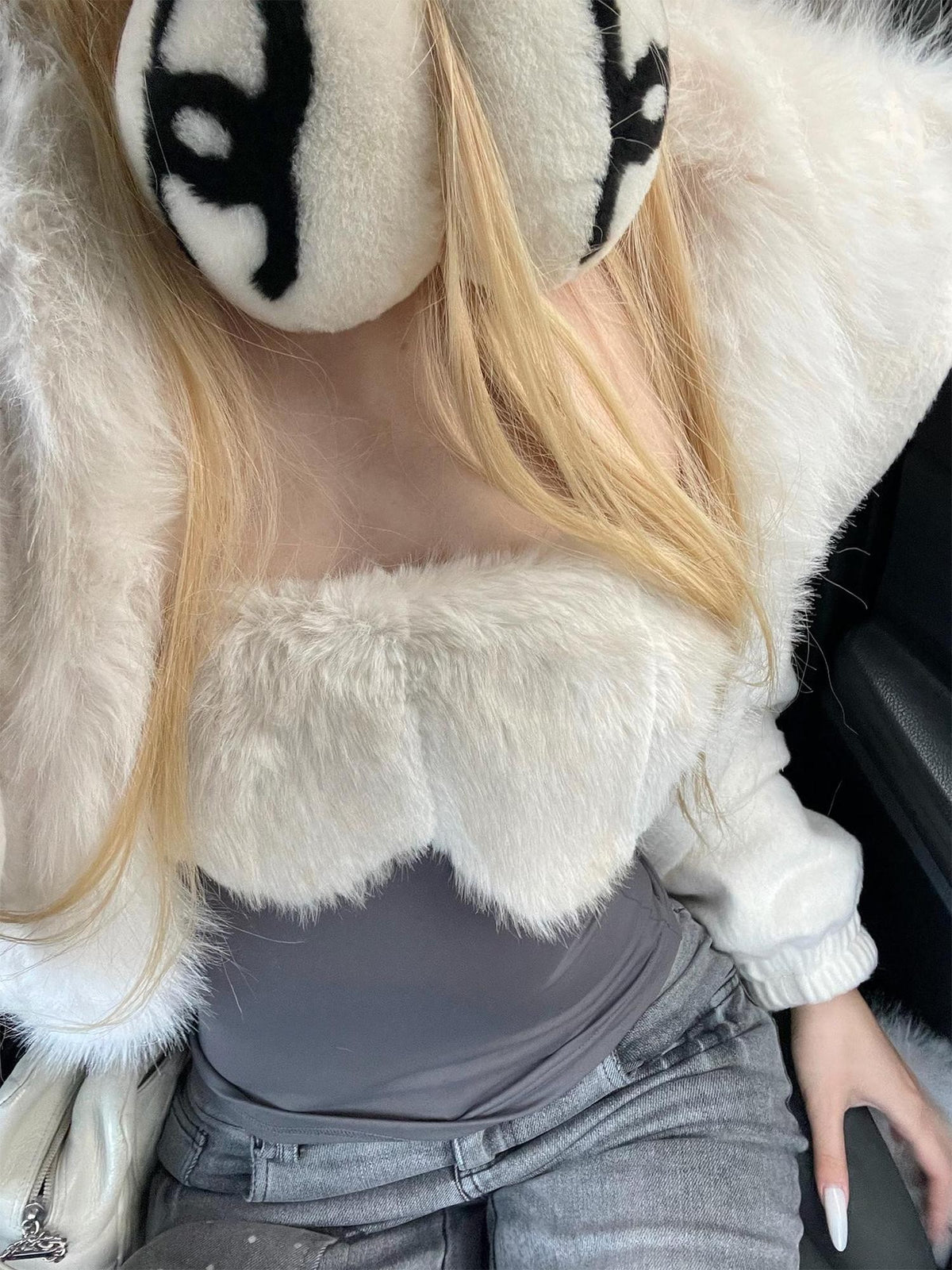 Rase le sol Asymmetric Furry Slim Fit High Stretch Nylon Women's Tube Tops