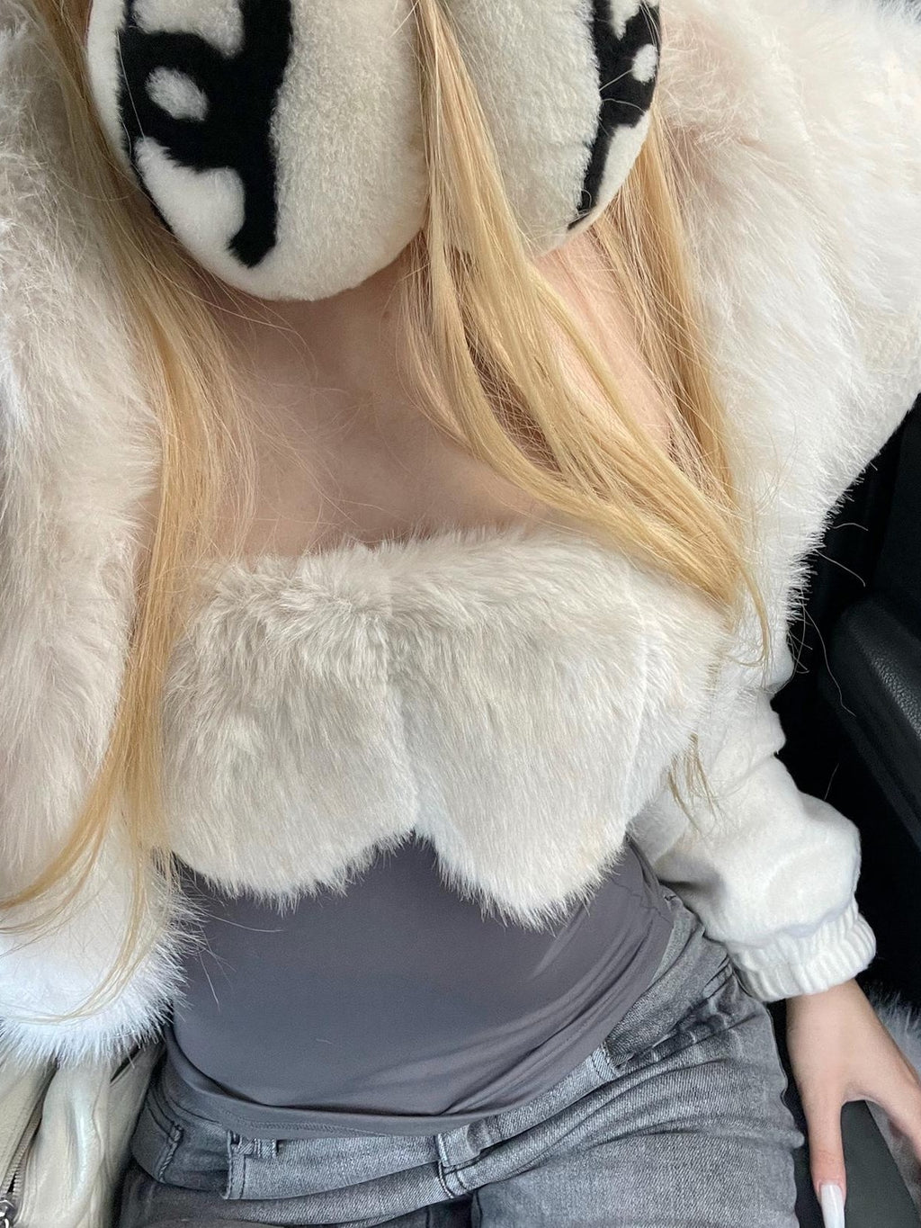 Rase le sol Asymmetric Furry Slim Fit High Stretch Nylon Women's Tube Tops