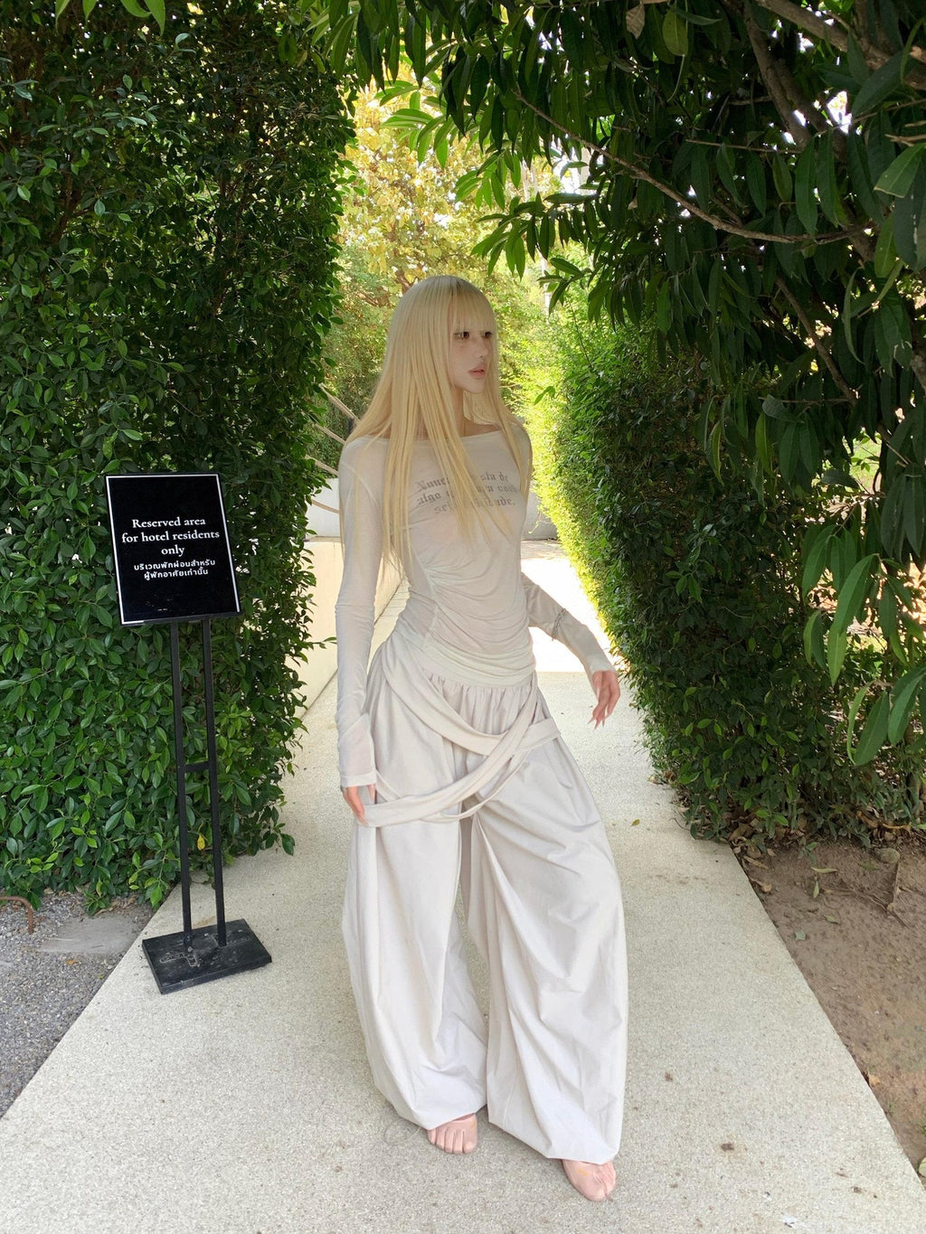 Rase le sol Asymmetric Lace Up Relaxed Straight Cuffed Women's Wide-leg Pants