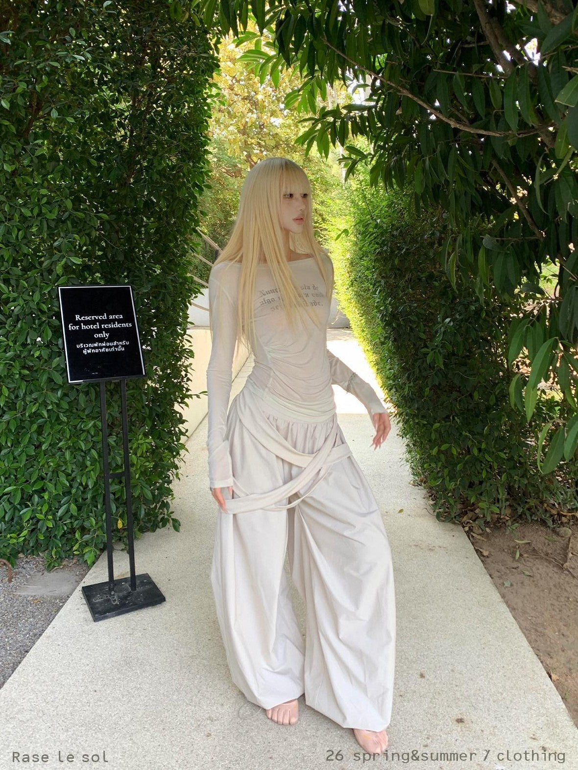 Rase le sol Asymmetric Lace Up Relaxed Straight Cuffed Women's Wide-leg Pants