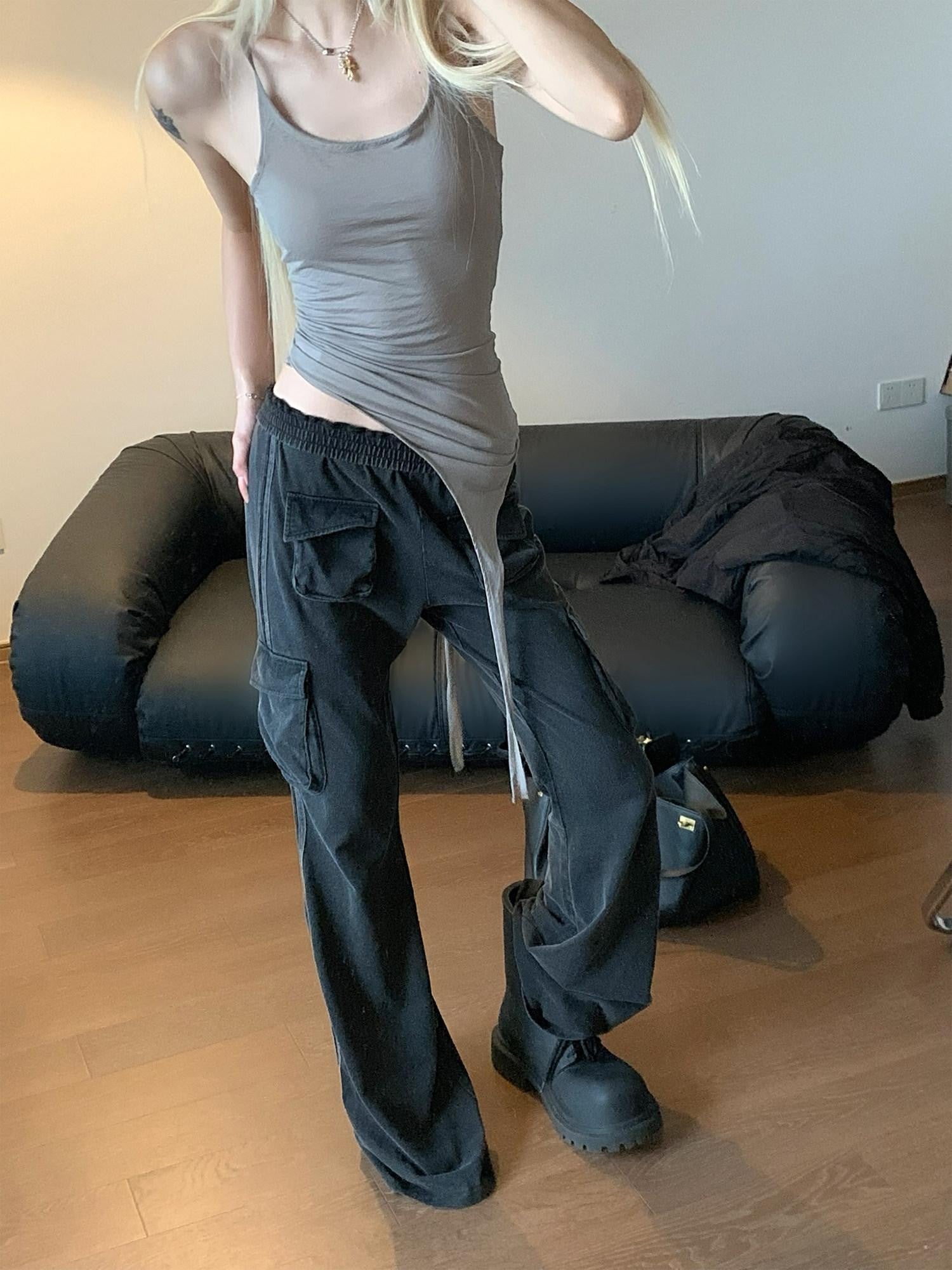 Rase le sol Asymmetrical Hem Strappy Sleeveless Sexy Outerwear Women's Camisoles