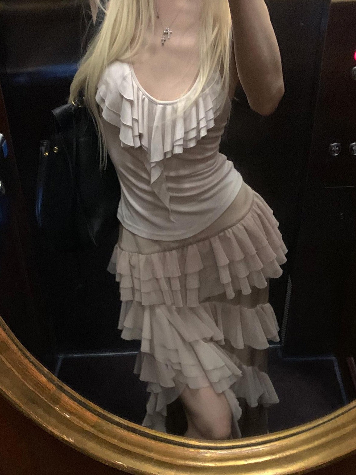 Rase le sol Asymmetrical Tiered Ruffled Puff A Line Women's Tulle Maxi Skirts