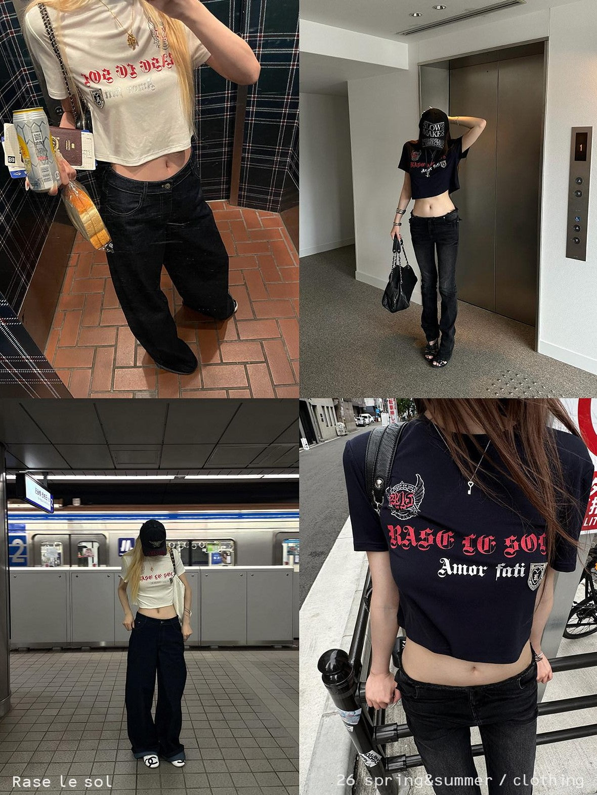 Rase le sol Badge Embroidered Print Short Length Short Sleeve Women's Tee Crop Tops