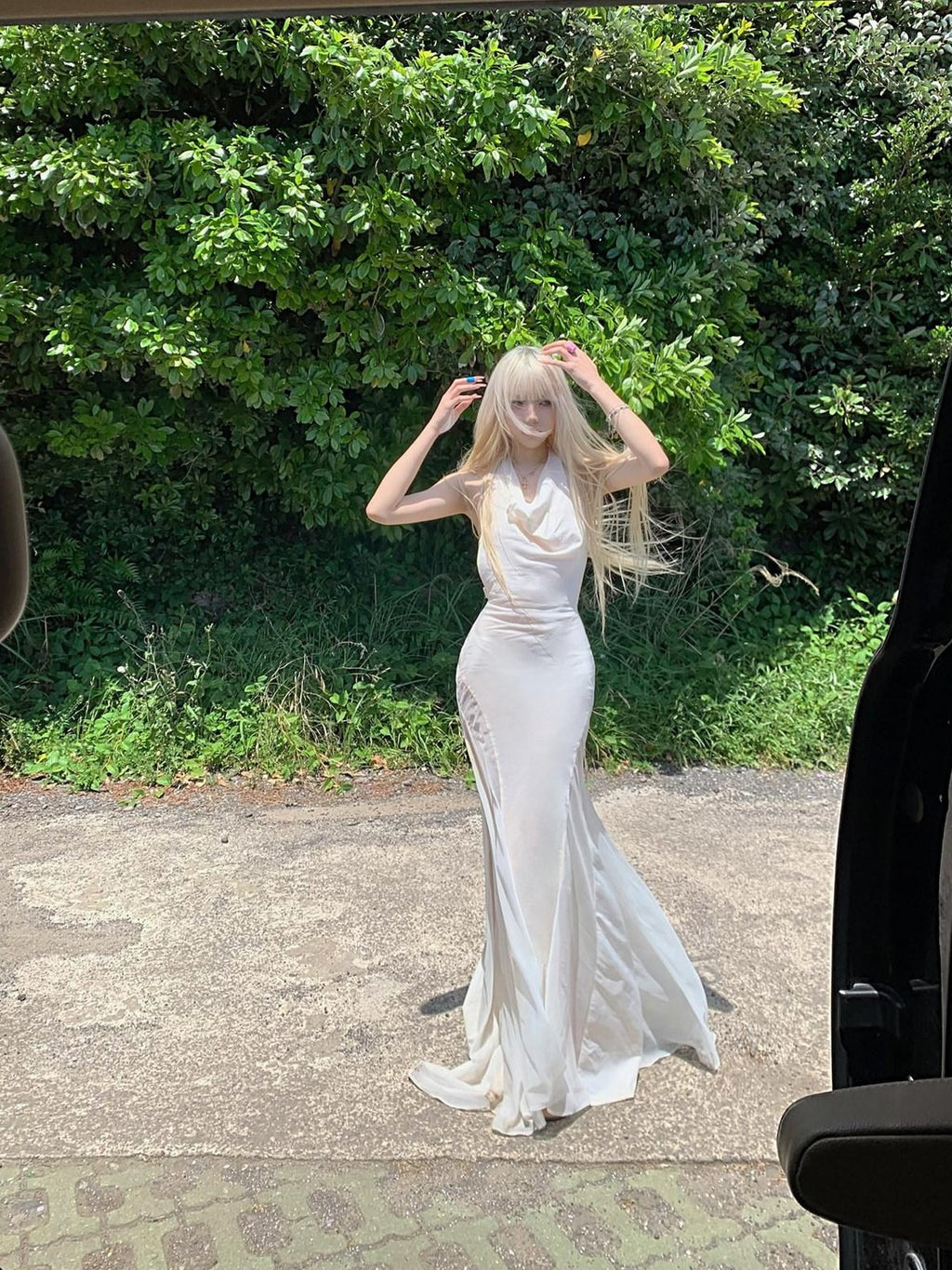 Rase le sol Beachy Crisscross Open Back Sleeveless Women's Halter Maxi Dresses