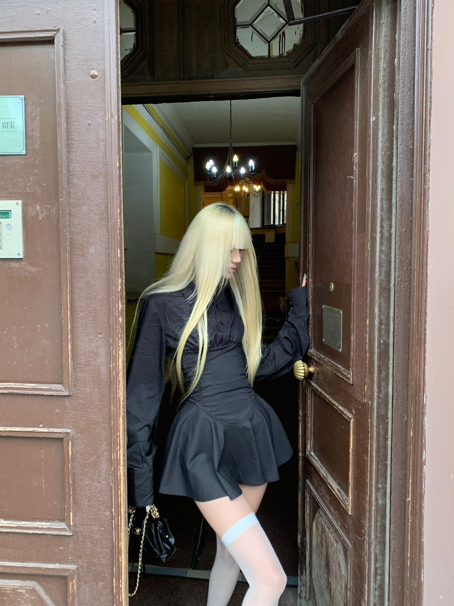 Rase_le_sol_Black_A_Line_Shirt_Dress_Waist_Cinching_Long_Sleeve_Women's_Corset_Mini_Dresses_821055191512_MISSTT