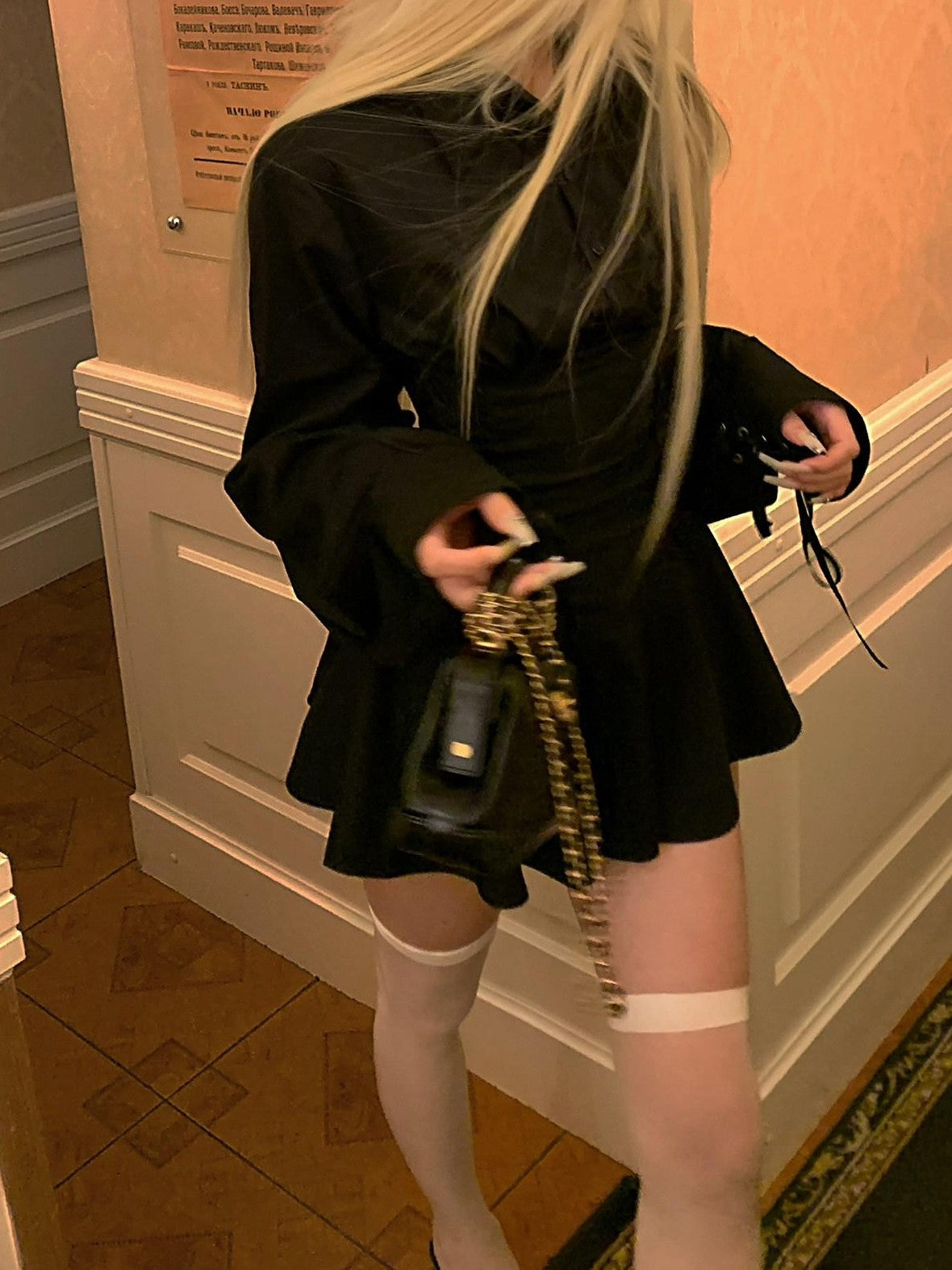 Rase le sol Black A Line Shirt Dress Waist Cinching Long Sleeve Women's Corset Mini Dresses
