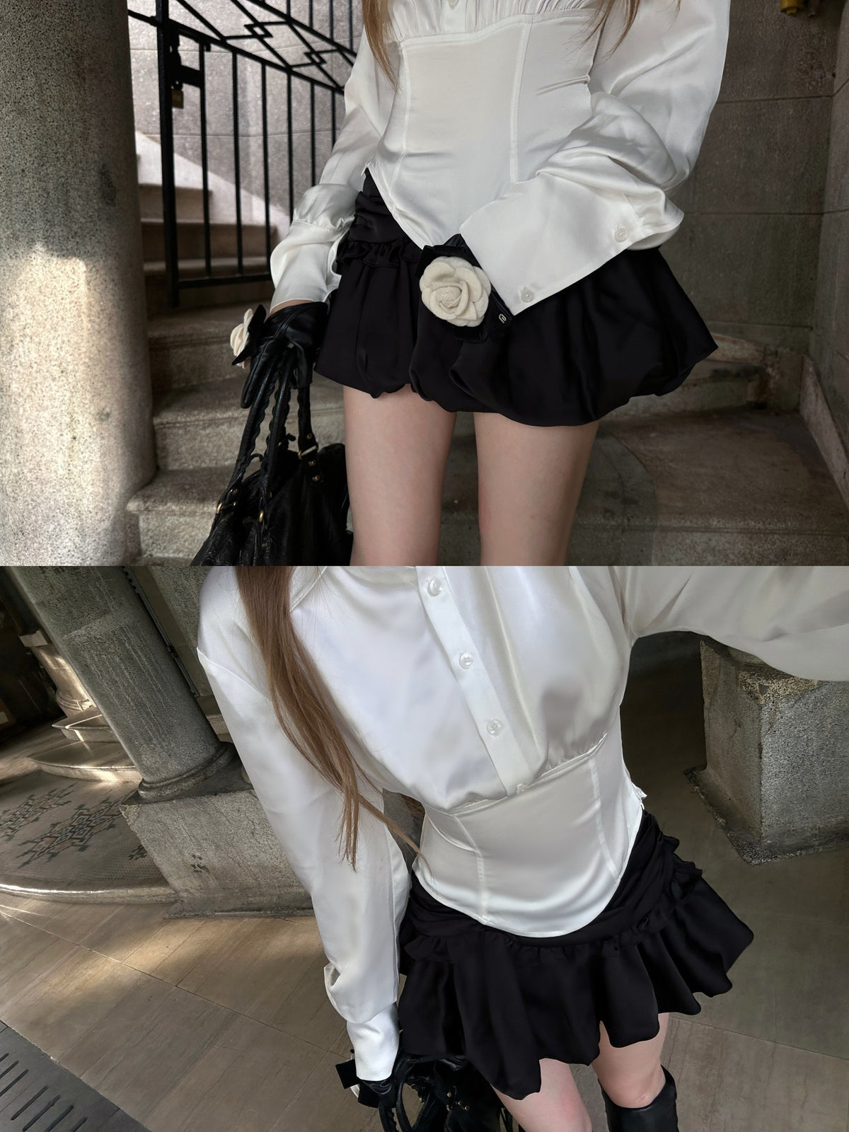 Rase_le_sol_Black_Bubble_Low_Waist_Polyester_Women's_A-line_Skirts_1070773113265_MISSTT