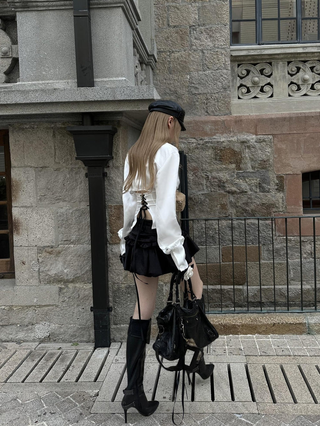Rase le sol Black Bubble Low Waist Polyester Women's A-line Skirts
