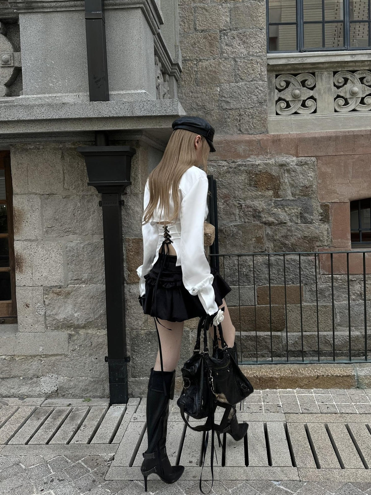 Rase le sol Black Bubble Low Waist Polyester Women's A-line Skirts