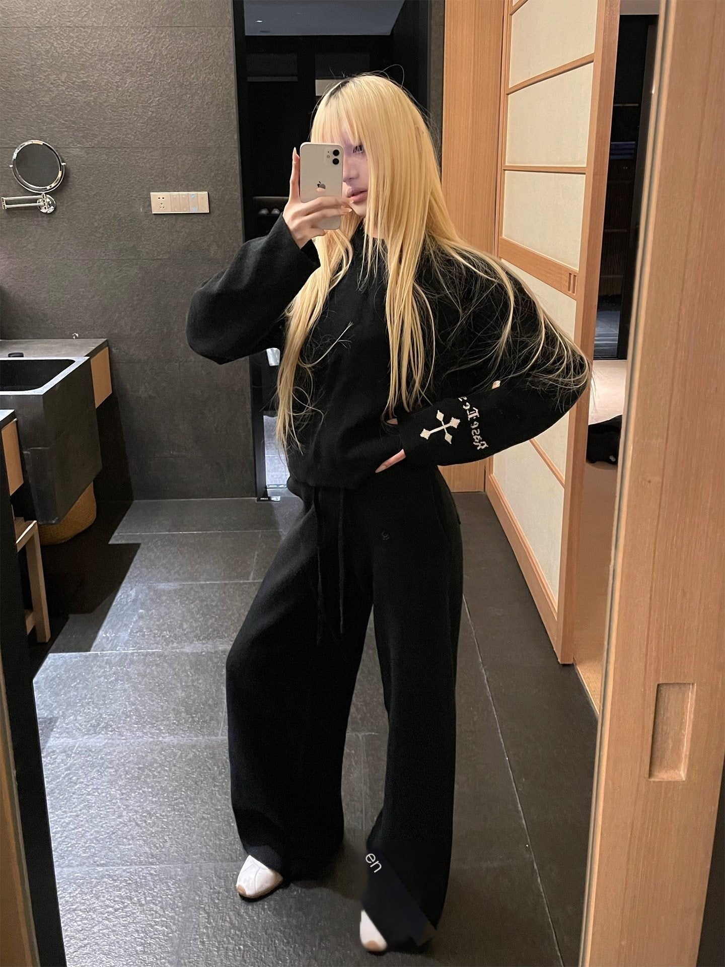 Rase_le_sol_Black_Cross_Jacquard_Wide_Leg_Women's_Sweater_Knit_Top_&_Pants_Sets_988240262893_MISSTT