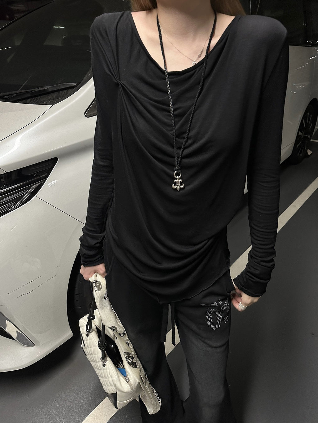 Rase_le_sol_Black_Deconstructed_Slim_Fit_Lyocell_Wool_Women's_Long_Sleeve_T-shirts_1076411264128_MISSTT