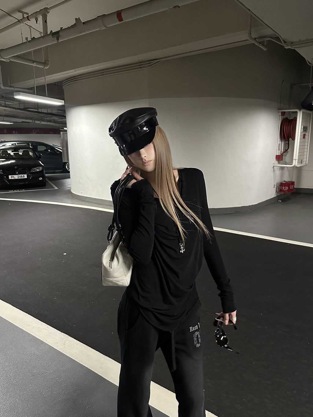 Rase le sol Black Deconstructed Slim Fit Lyocell Wool Women's Long Sleeve T-shirts