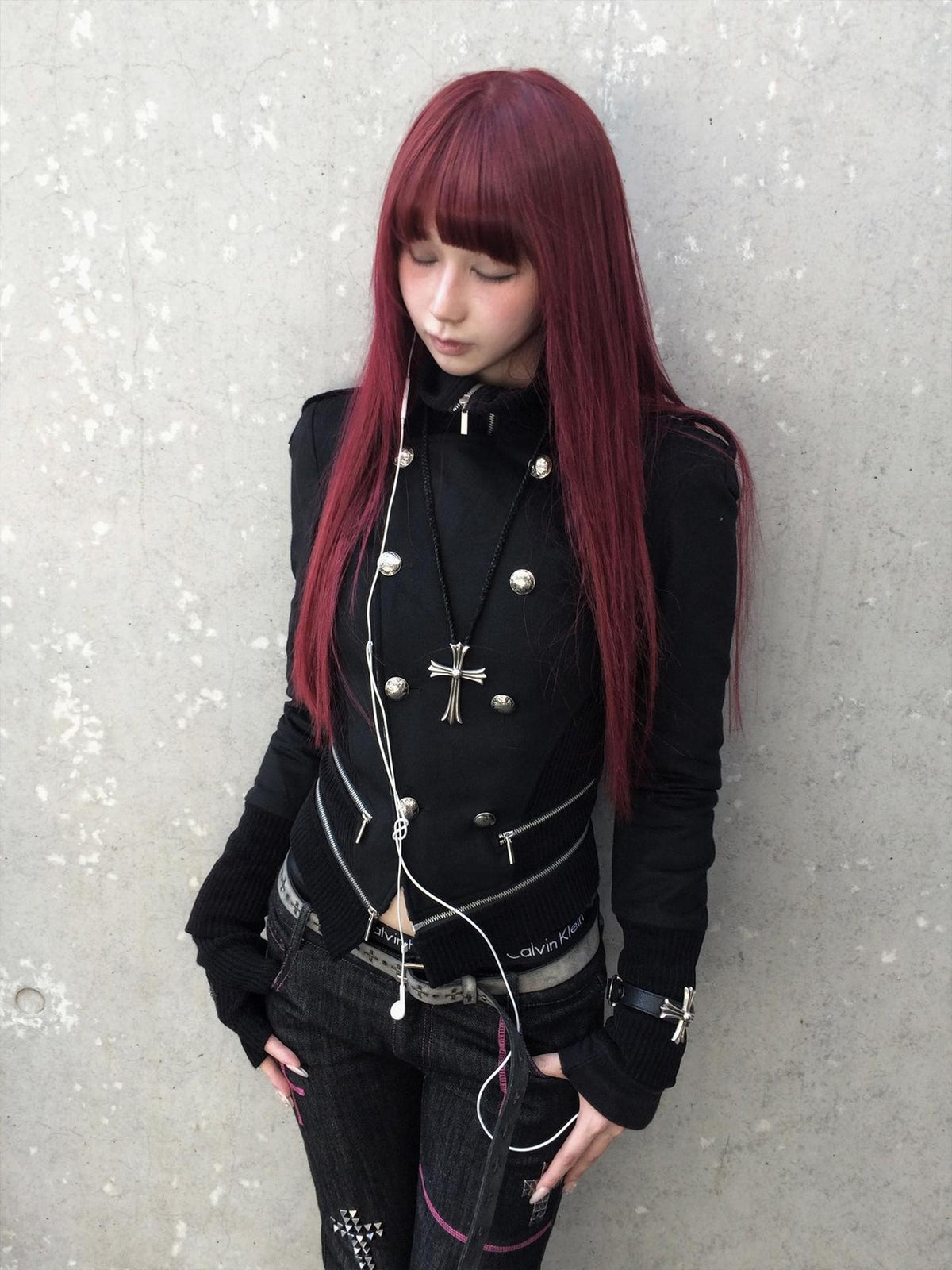 Rase le sol Black Double Breasted Slim Fit Wool Blend Women's Cropped Jackets