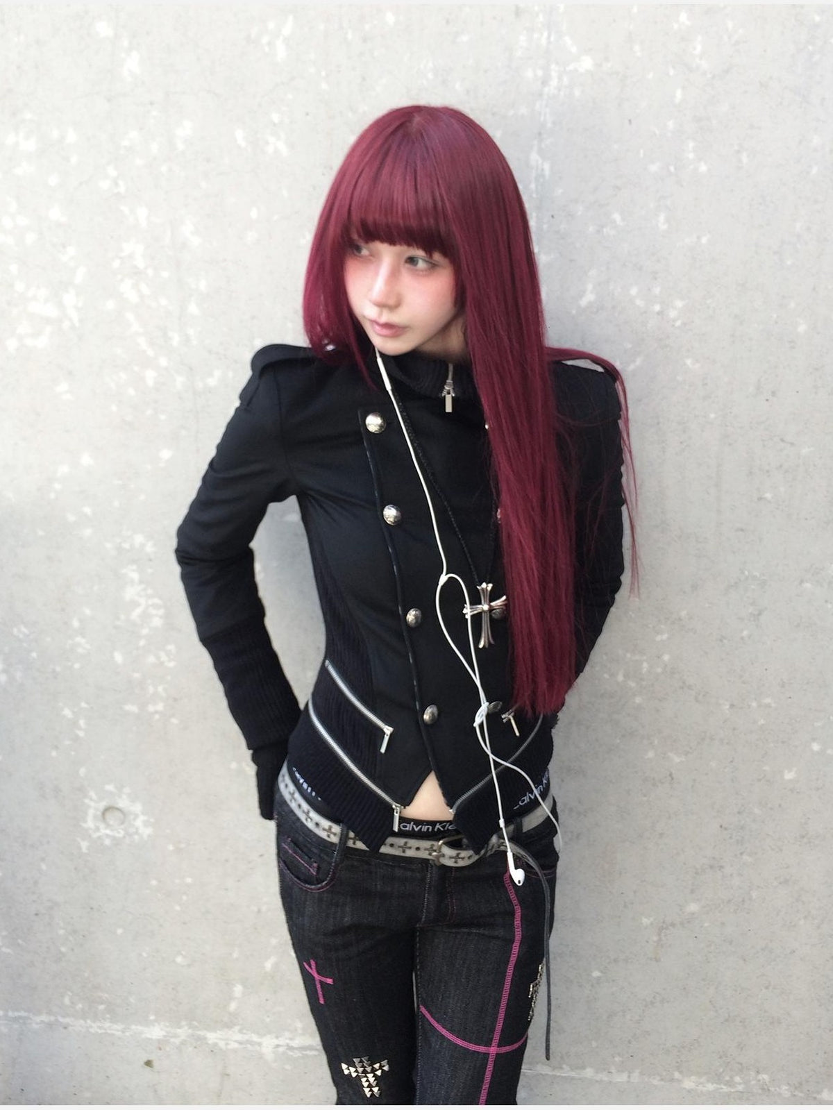 Rase le sol Black Double Breasted Slim Fit Wool Blend Women's Cropped Jackets