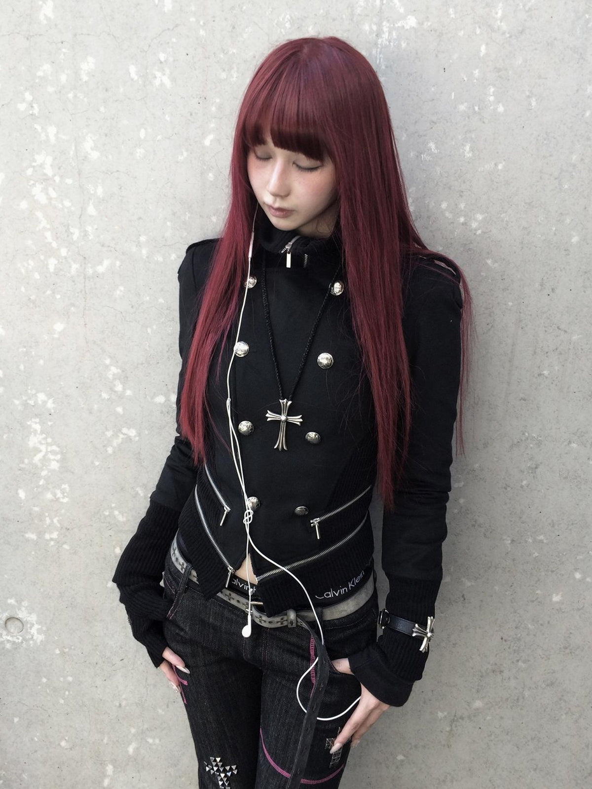Rase le sol Black Double Breasted Slim Fit Wool Blend Women's Cropped Jackets