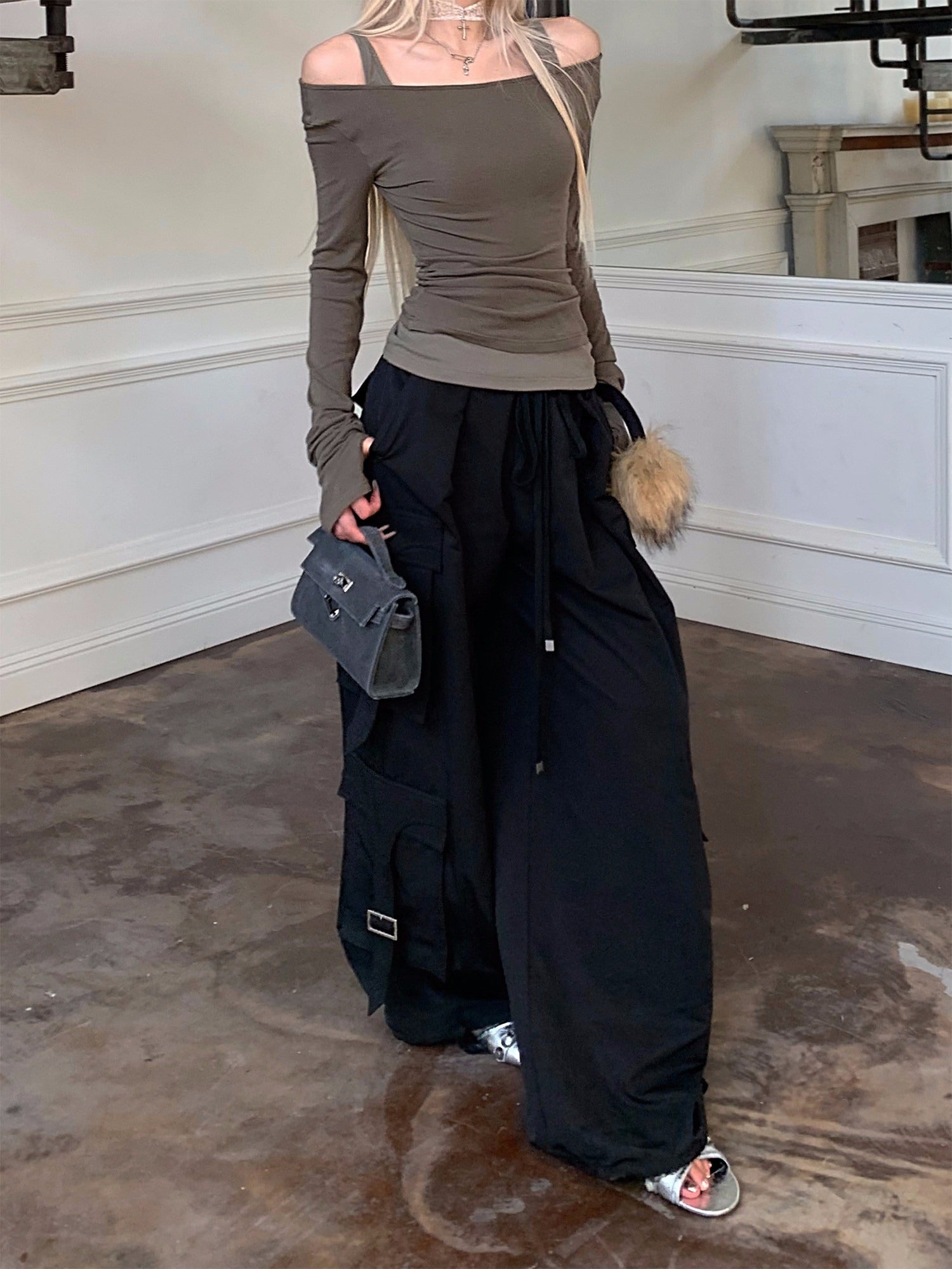 Rase_le_sol_Black_High_Waist_Cargo_Loose_Straight_Women's_Wide-leg_Pants_834134078995_MISSTT