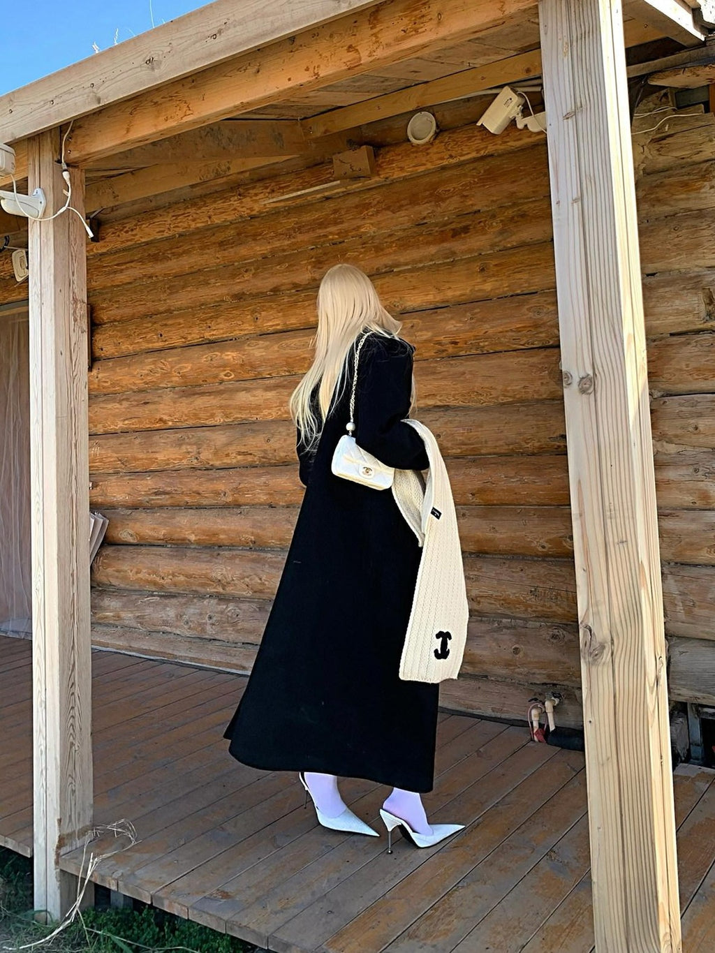 Rase le sol Black Long Woolen Tailored Women's Classic Warm Wool Blend Long Coats