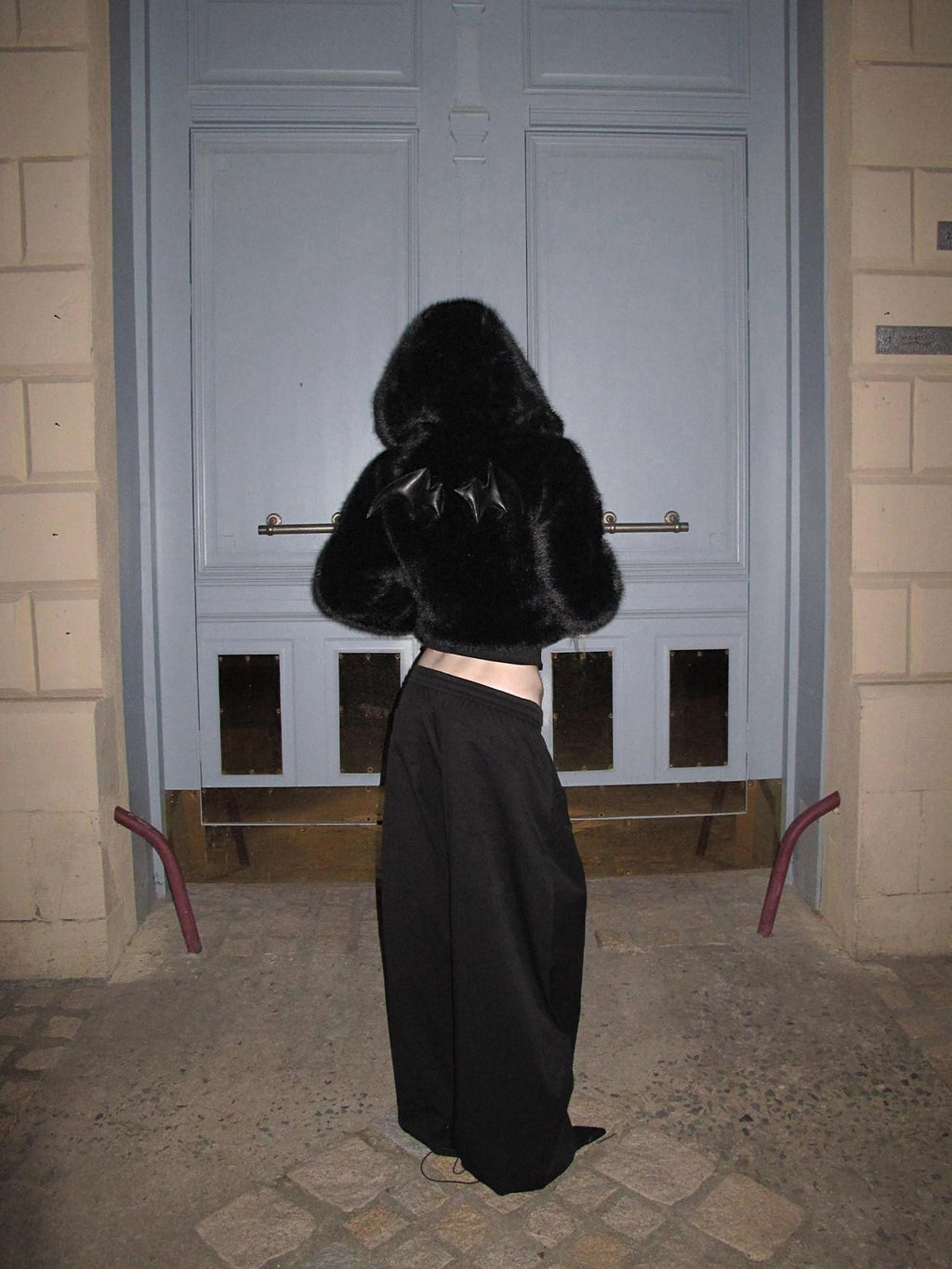 Rase le sol Black Low Rise Loose Wide Leg American Athletic Women's Straight-leg Pants
