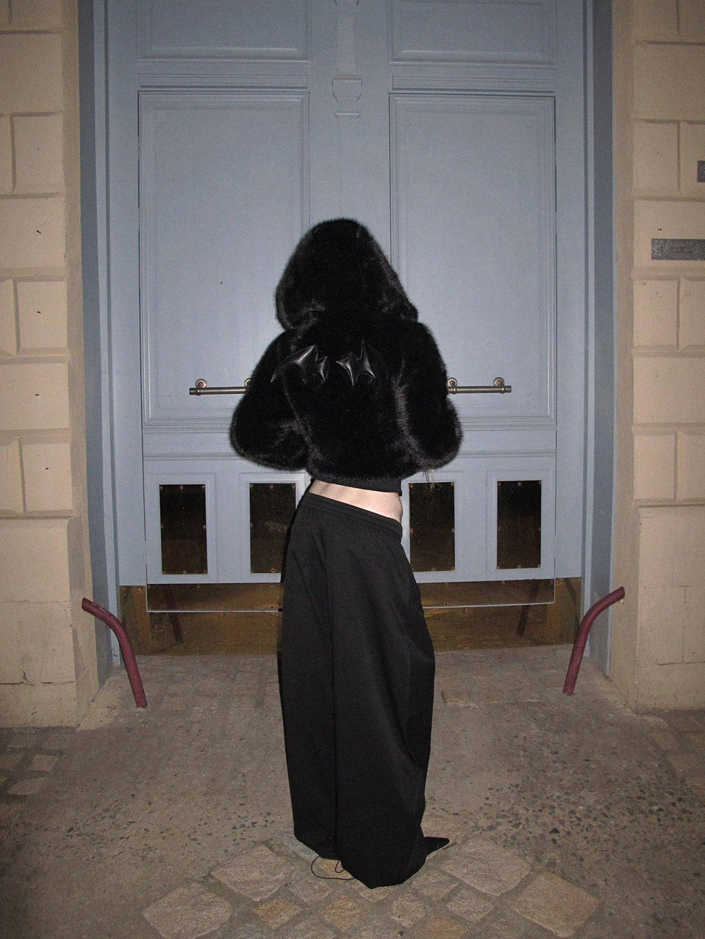 Rase le sol Black Low Rise Loose Wide Leg American Athletic Women's Straight-leg Pants