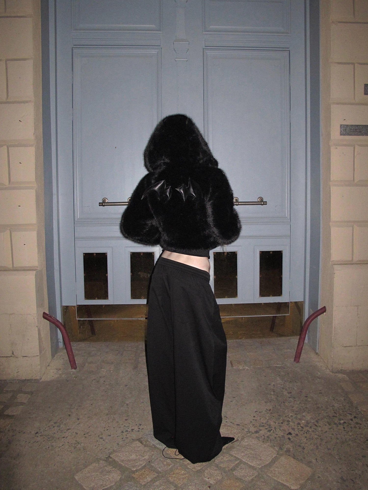 Rase le sol Black Low Rise Loose Wide Leg American Athletic Women's Straight-leg Pants