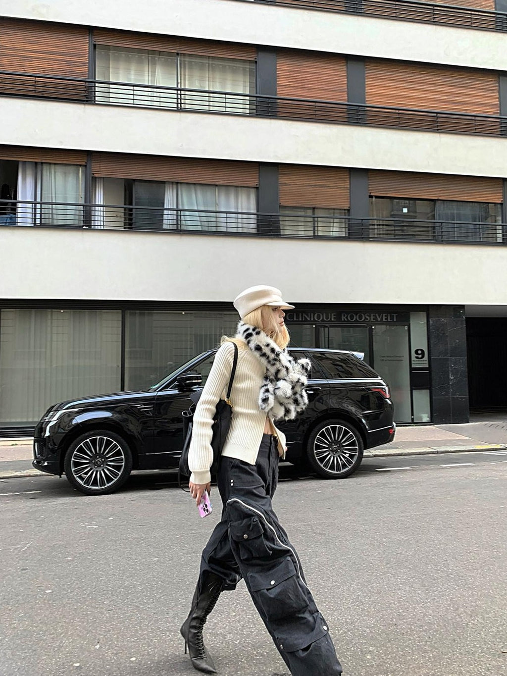 Rase le sol Black Multi Pocket Relaxed Wide Leg Straight Women's Cargo Pants