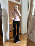 Rase_le_sol_Black_Polka_Dot_Low_Rise_Tight_Women's_Elastic_Bootcut_Pants_1064391106134_MISSTT