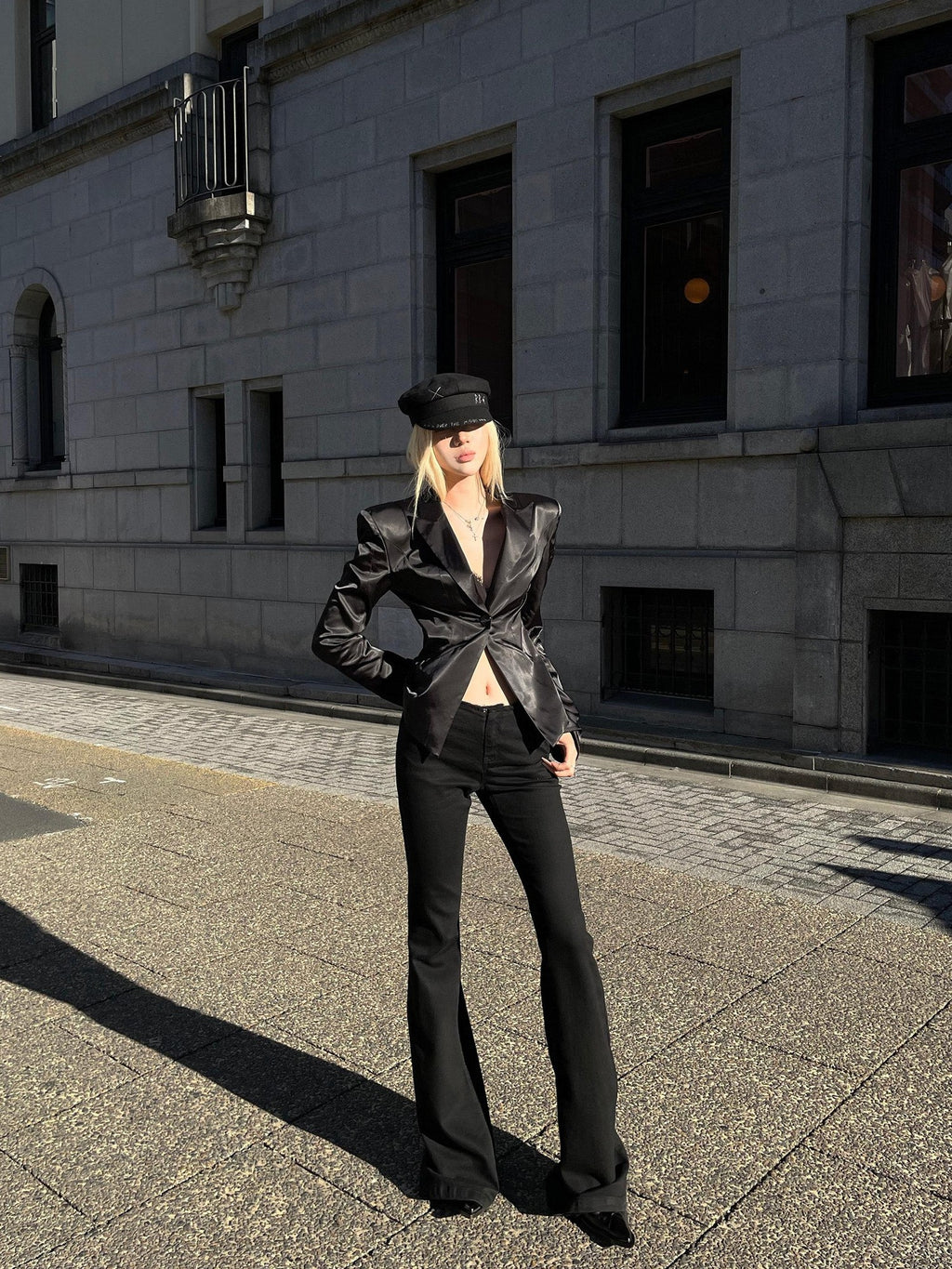 Rase le sol Black Slim Fit Low Rise Micro Flare Women's Denim Bootcut Jeans