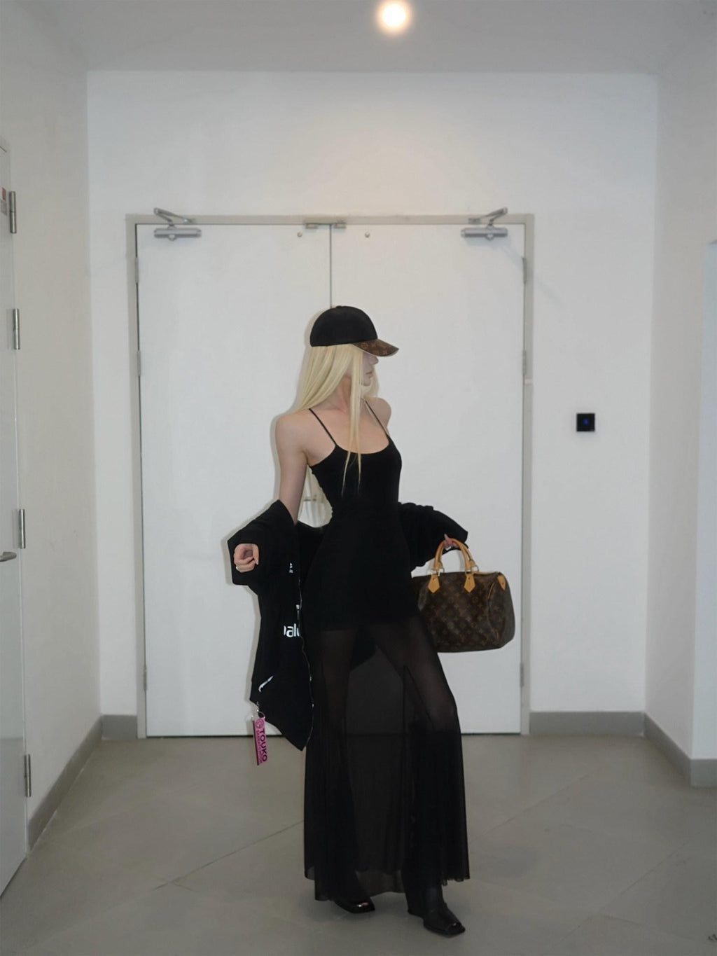 Rase le sol Black Spaghetti Strap Women's Mesh Tulle Bodycon Maxi Dresses