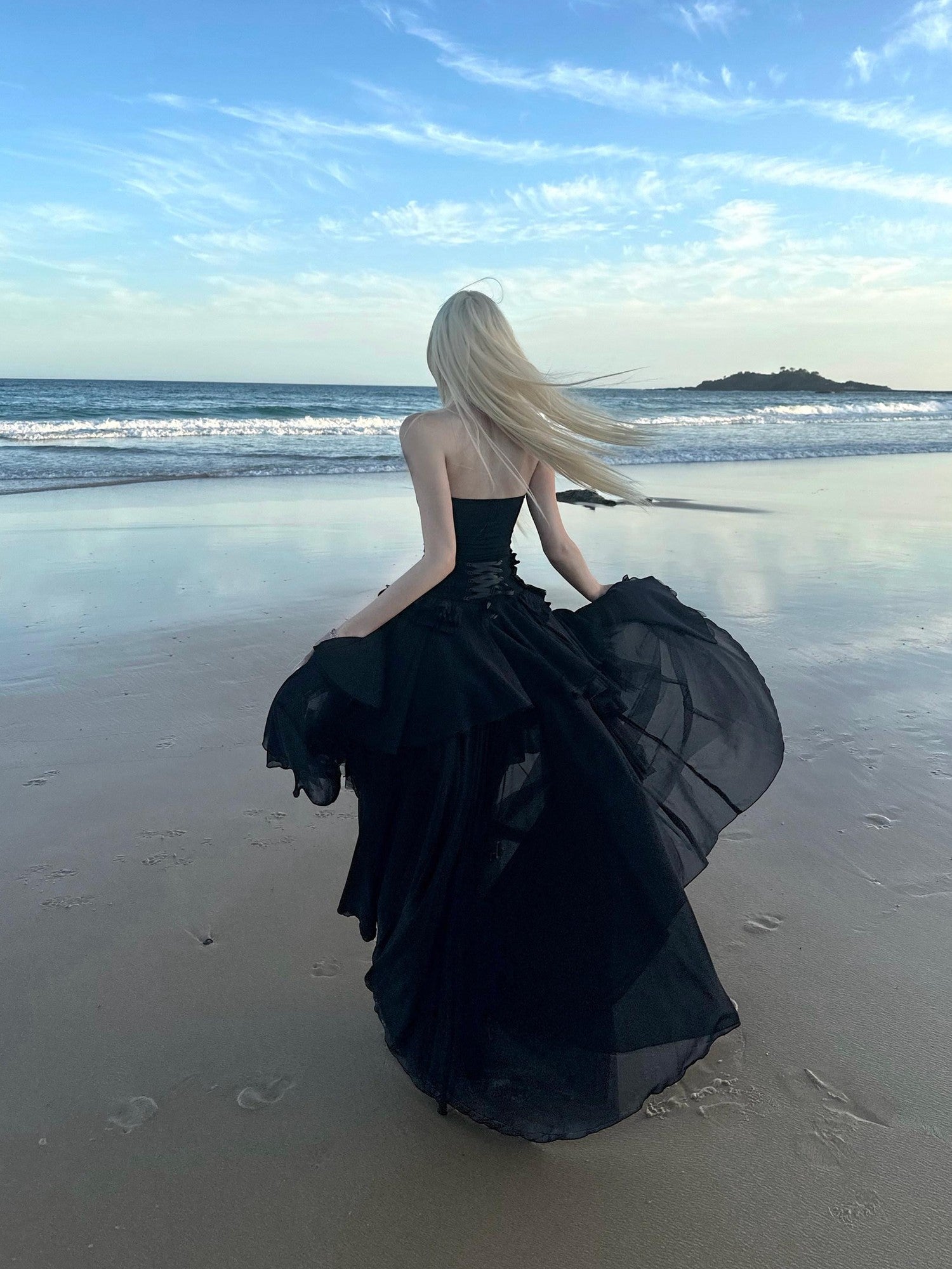 Rase le sol Black Strapless Bustier And Shorts Women's Tulle Matching Skirt Sets