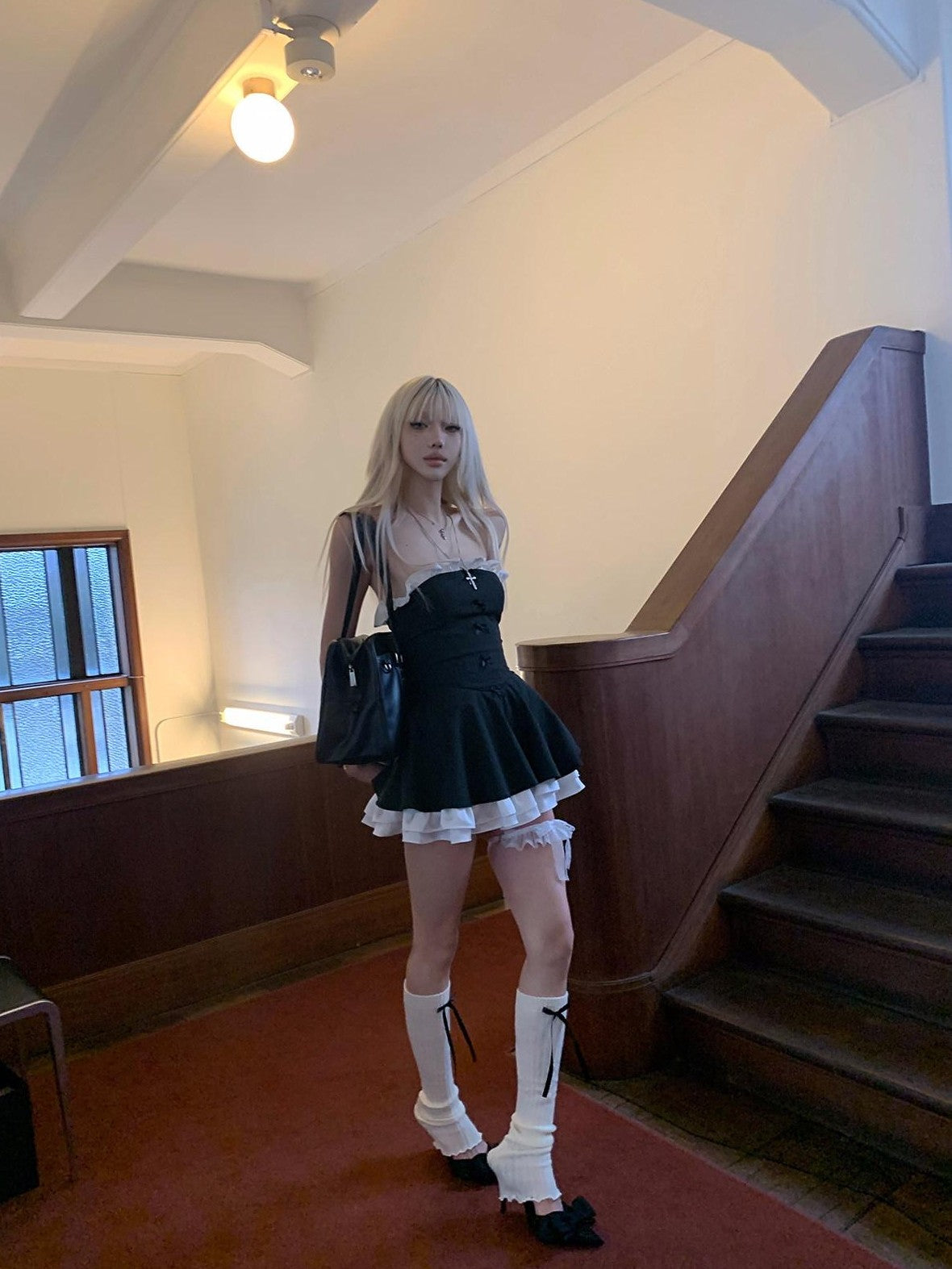 Rase le sol Black Strapless Cake Tiered Puff Ruffle Women's Tube Mini Dresses