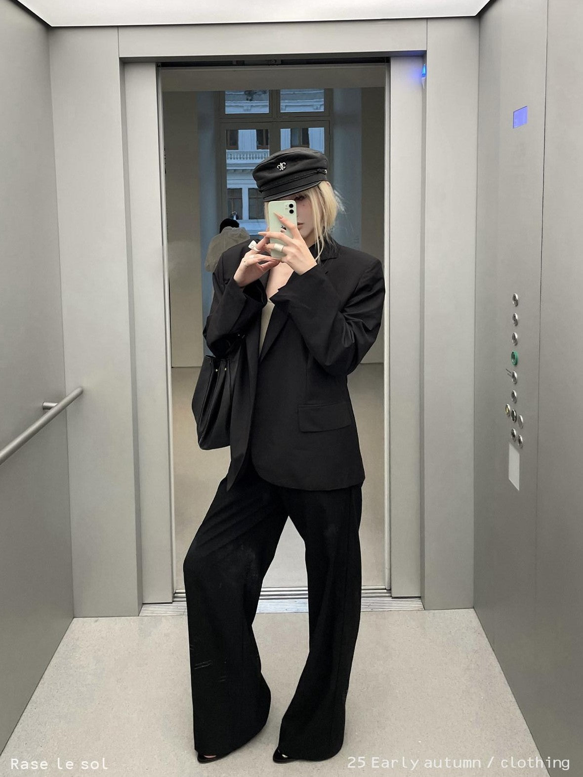 Rase le sol Black Tailored Casual Relaxed Fit Two Piece Women's Blazer Pant Suits