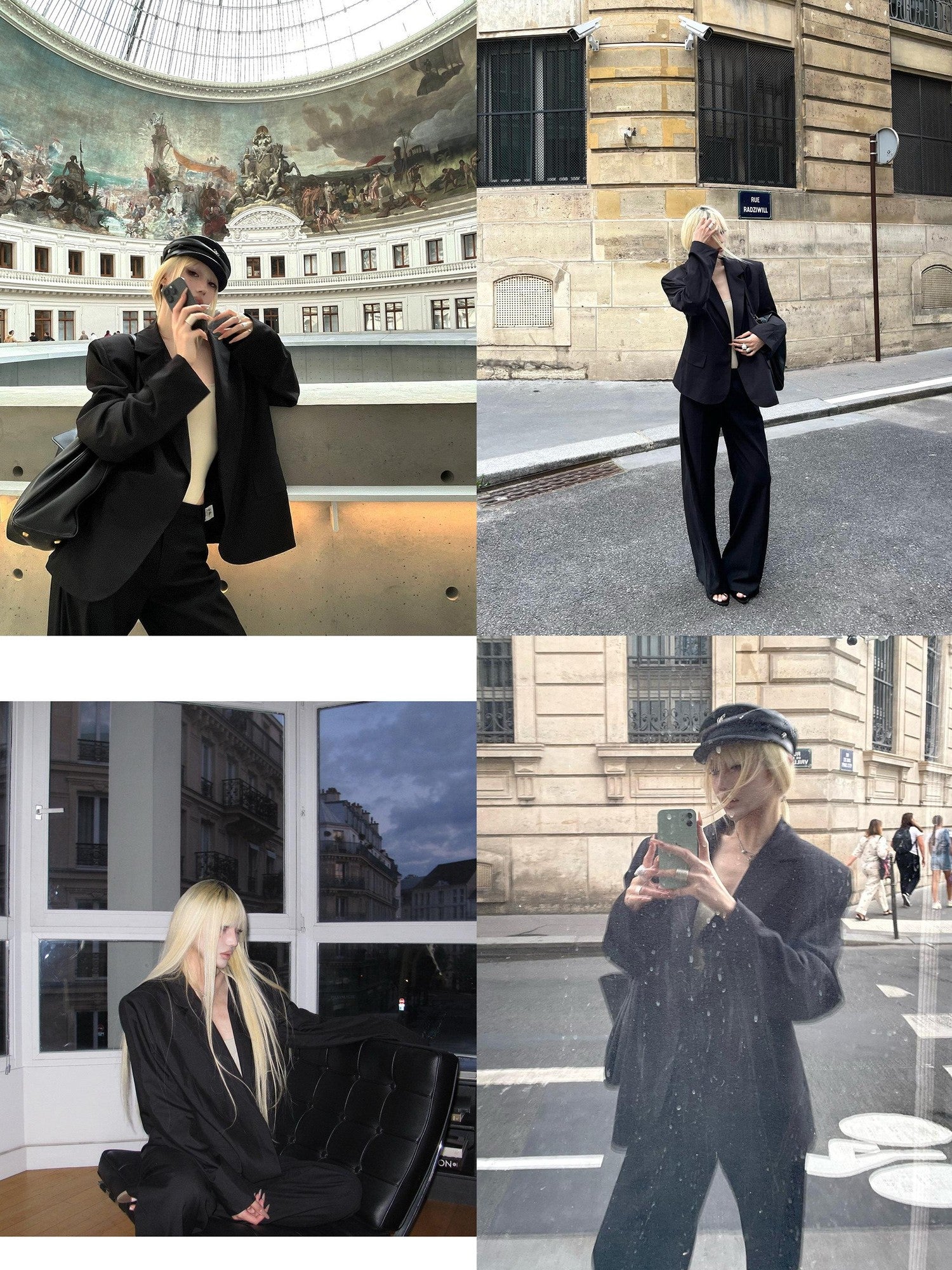 Rase le sol Black Tailored Casual Relaxed Fit Two Piece Women's Blazer Pant Suits