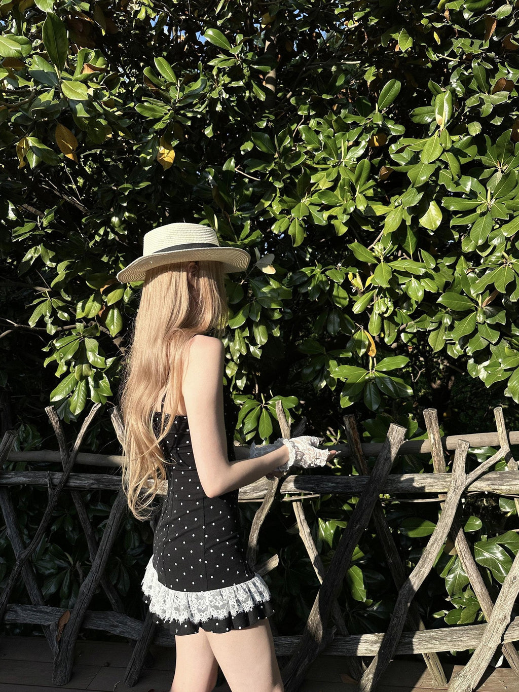 Rase le sol Black White Polka Dot Ruffle Hem Spaghetti Straps Women's Slip Mini Dresses