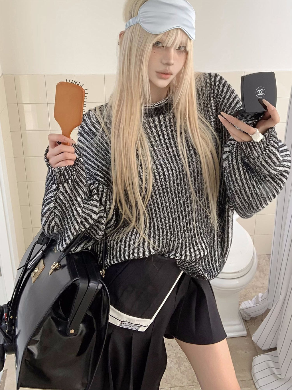 Rase_le_sol_Black_White_Striped_Slouchy_Oversized_Women's_Pullover_Sweaters_834113934379_MISSTT