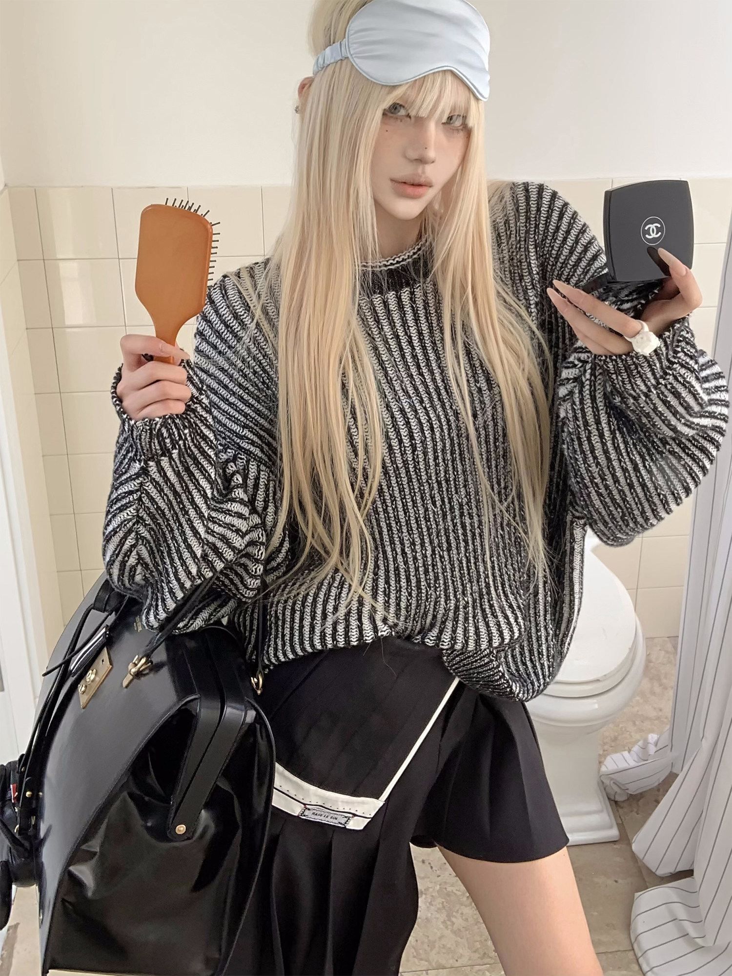 Rase_le_sol_Black_White_Striped_Slouchy_Oversized_Women's_Pullover_Sweaters_834113934379_MISSTT
