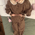 Rase_le_sol_Brown_Plaid_Peter_Pan_Doll_Collar_Women's_Lounge_Top_&_Pants_Sets_1015617072693_MISSTT