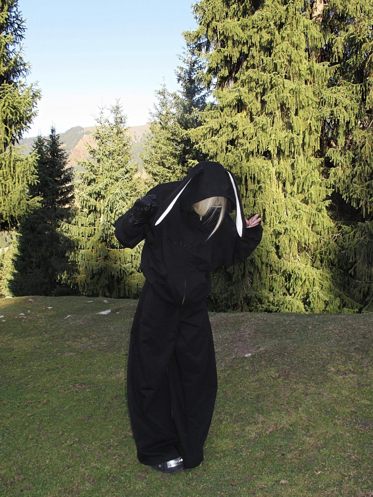 Rase le sol Bunny Ear Hooded Sweatshirt Wide Leg Loose Women's Tracksuit Sets