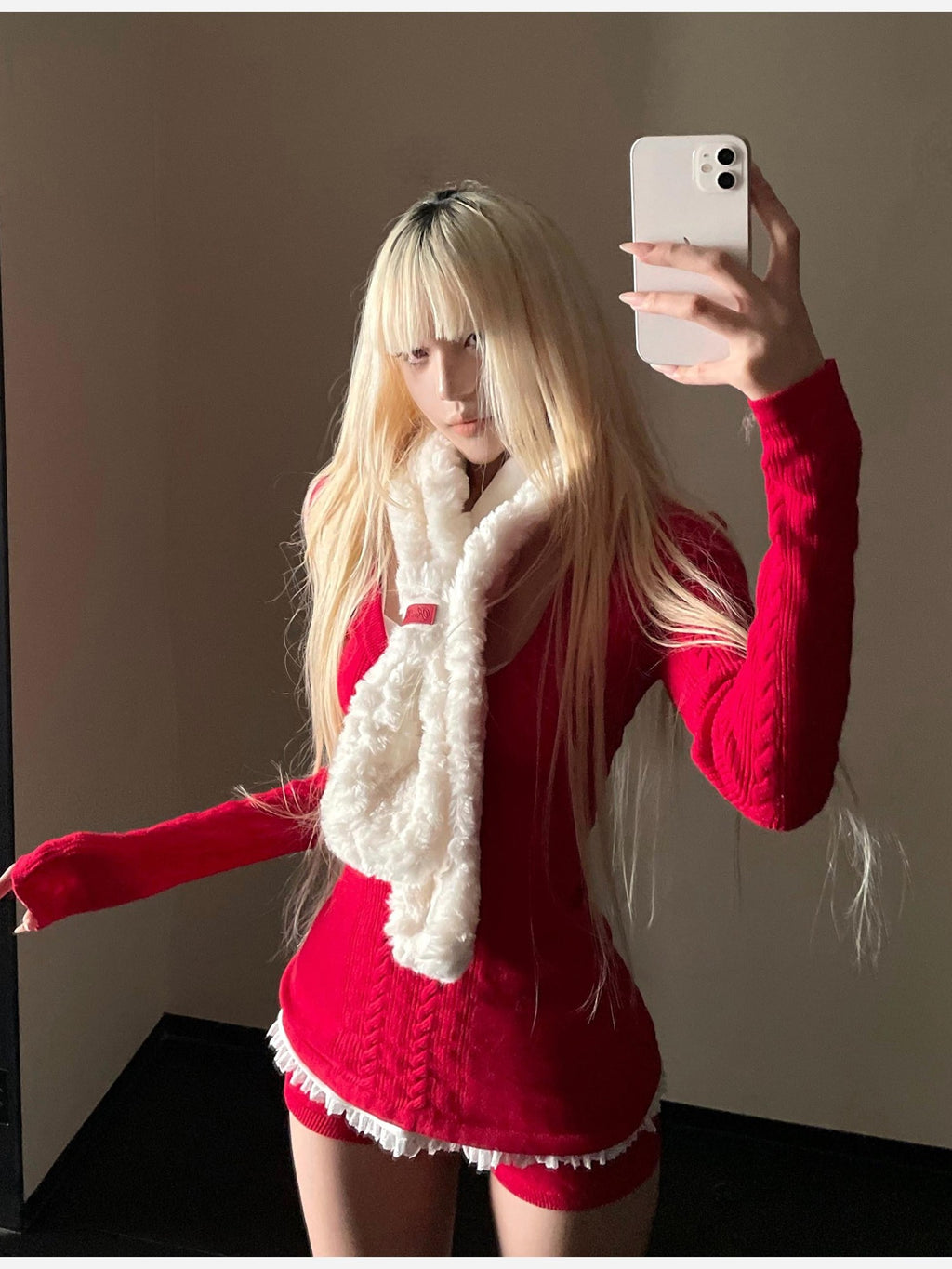 Rase le sol Cable Knit Sweater Lace Camisole Women's Knit Casual Top & Shorts Sets