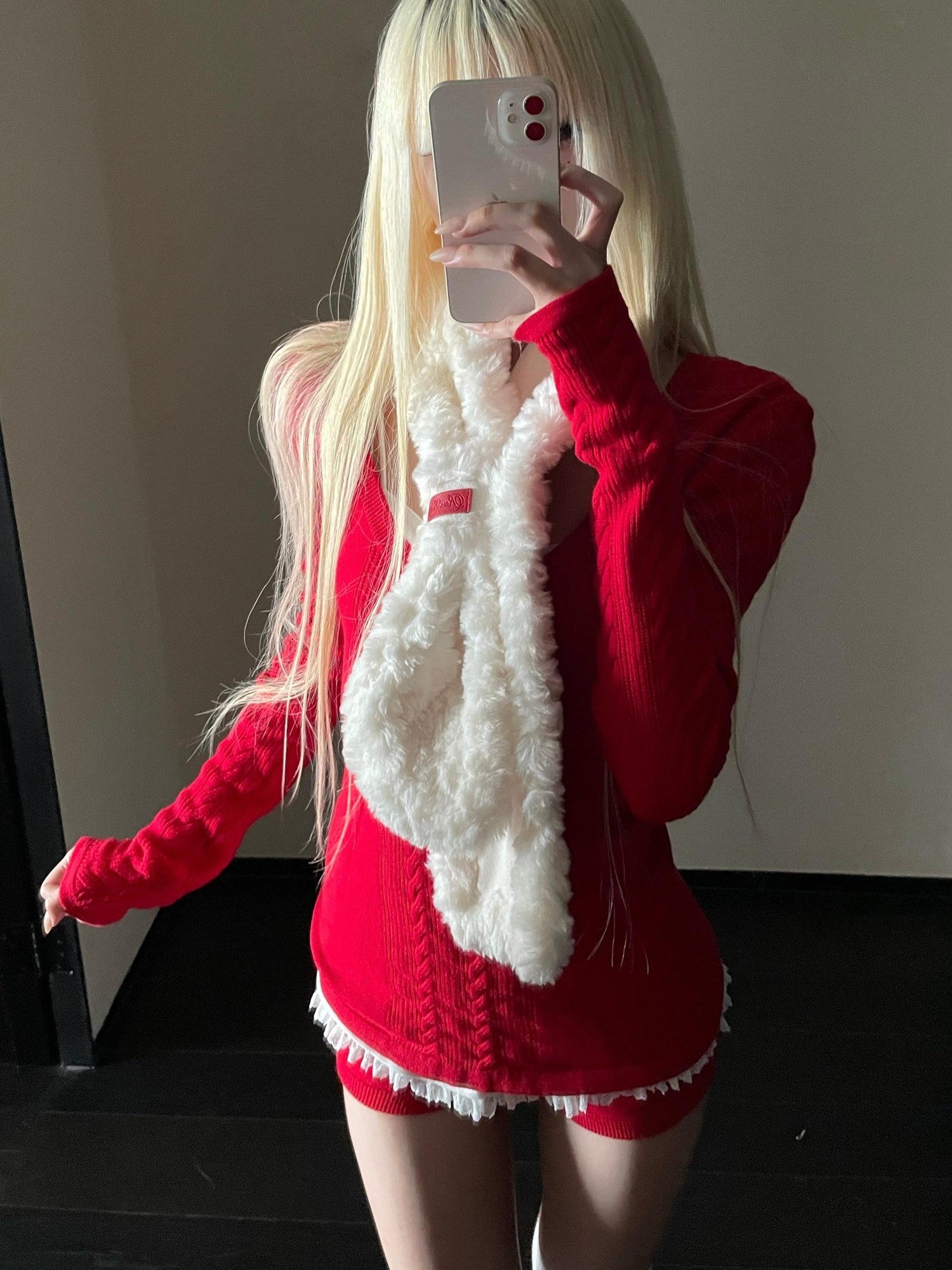 Rase le sol Cable Knit Sweater Lace Camisole Women's Knit Casual Top & Shorts Sets