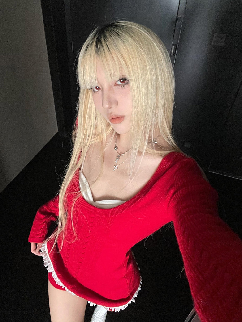 Rase le sol Cable Knit Sweater Lace Camisole Women's Knit Casual Top & Shorts Sets