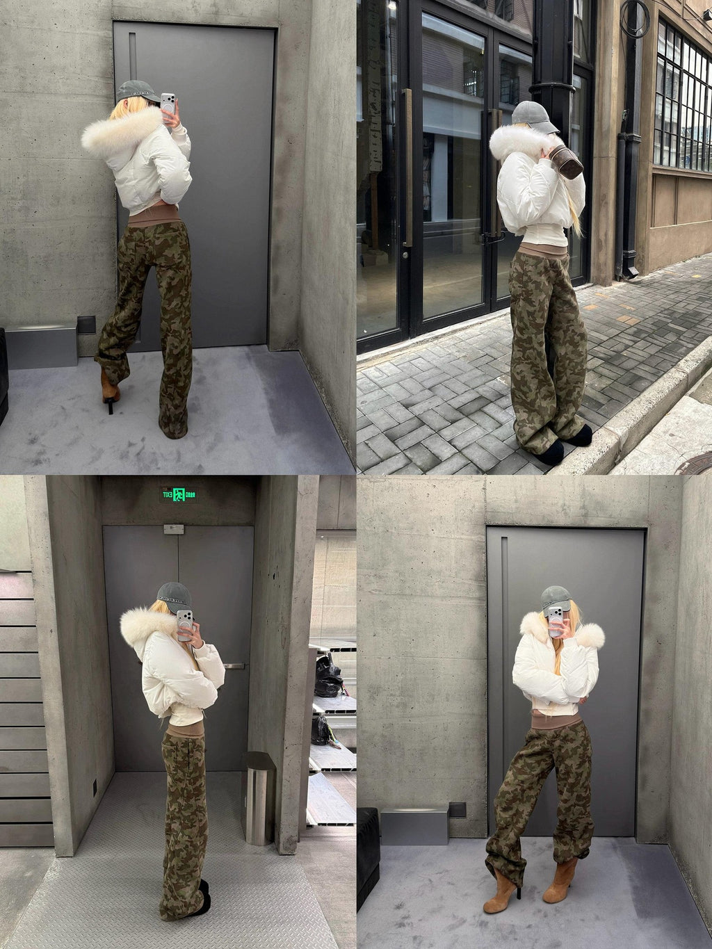 Rase le sol Camo American Relaxed Straight Women's Fleece Lined Thick Sweatpants