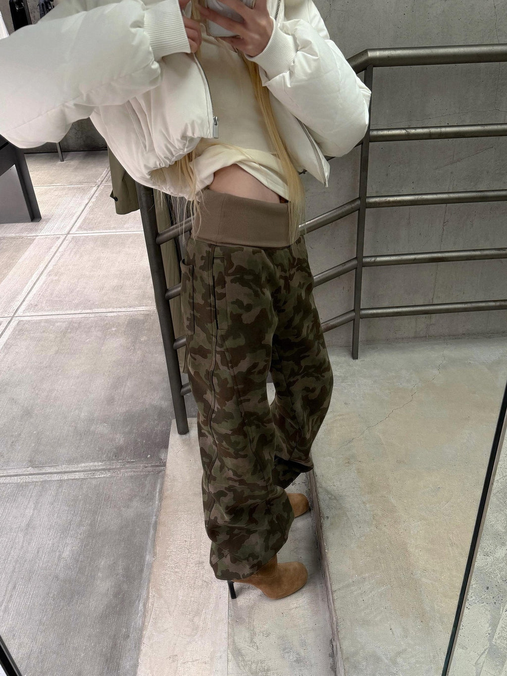 Rase le sol Camo American Relaxed Straight Women's Fleece Lined Thick Sweatpants