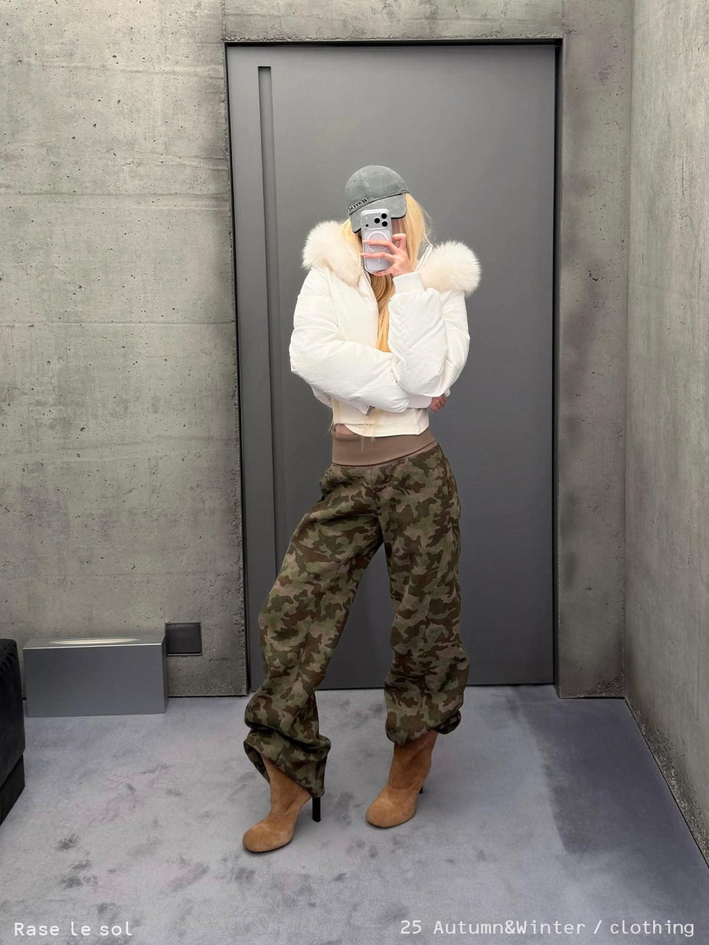 Rase le sol Camo American Relaxed Straight Women's Fleece Lined Thick Sweatpants