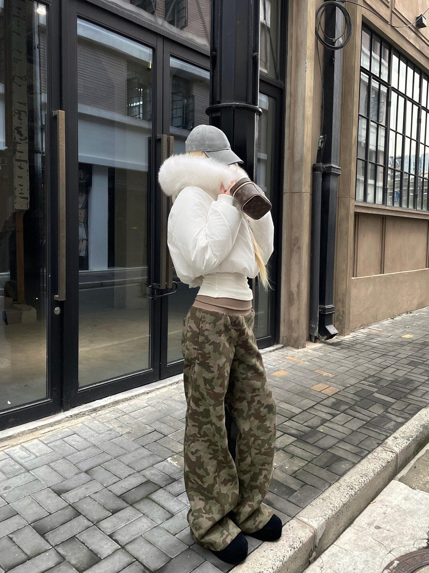 Rase le sol Camo American Relaxed Straight Women's Fleece Lined Thick Sweatpants