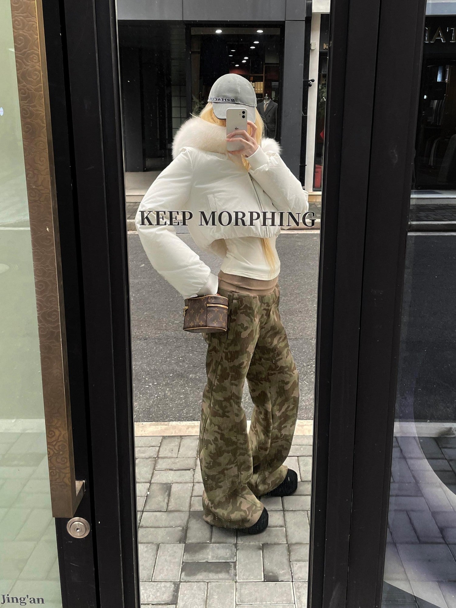Rase le sol Camo American Relaxed Straight Women's Fleece Lined Thick Sweatpants