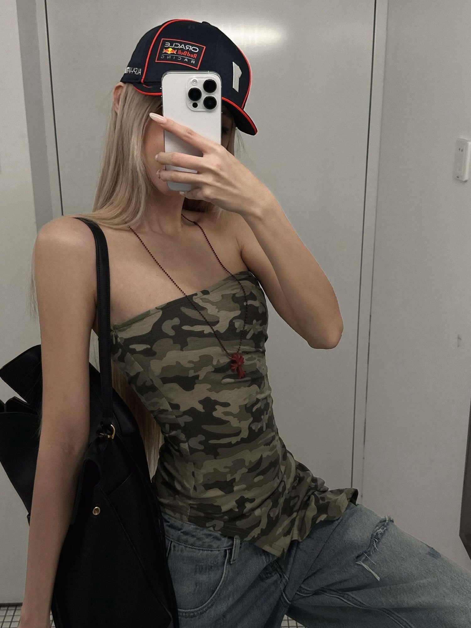 Rase le sol Camouflage Asymmetrical Hem Strapless Outerwear Women's Tube Tops