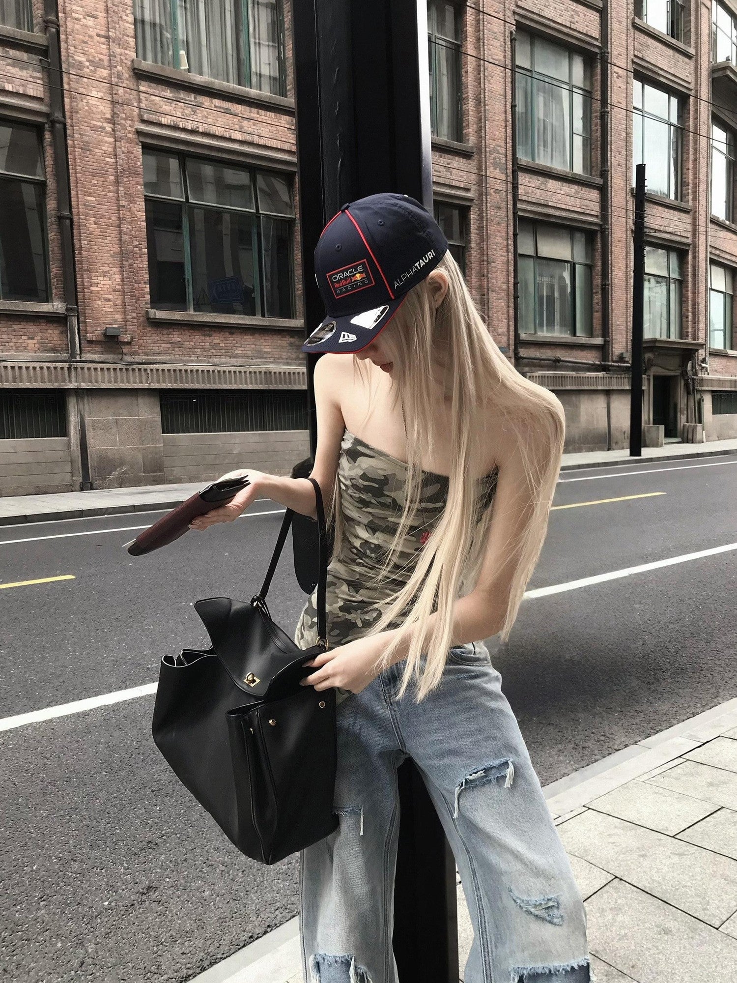 Rase le sol Camouflage Asymmetrical Hem Strapless Outerwear Women's Tube Tops